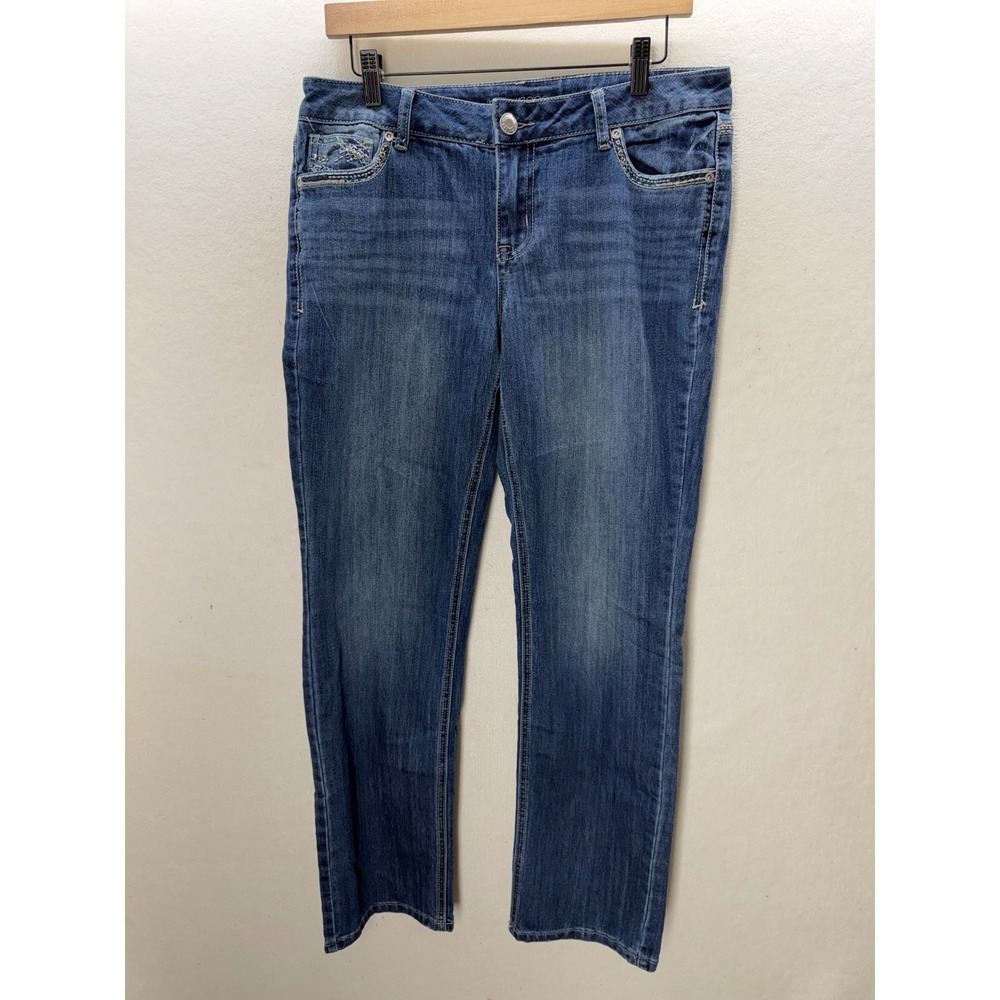 Maurices Jeans Women 10 Reg Blue Embellished Straight Leg Denim 3562